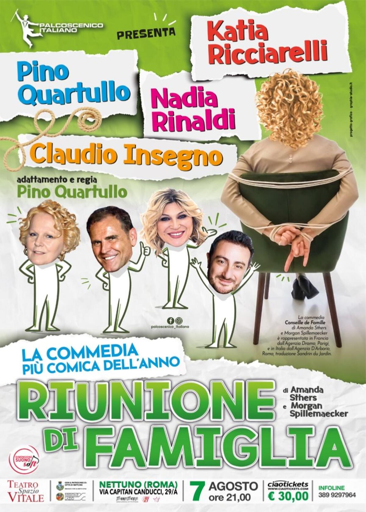 Allo “Spazio Vitale” di Nettuno la commedia “Riunione di famiglia” con Katia Ricciarelli, Nadia Rinaldi, Claudio Insegno e Pino Quartullo. - 