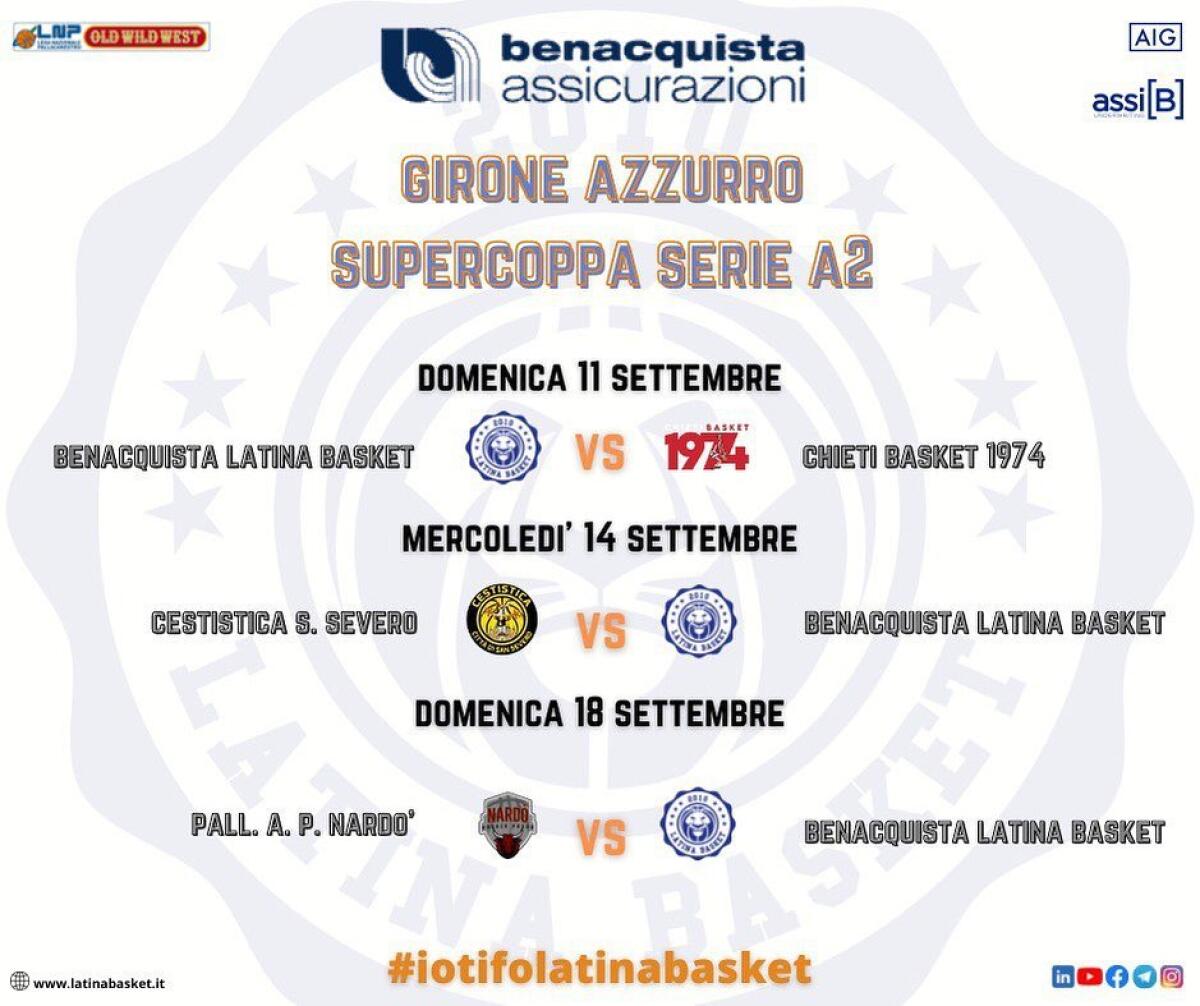 Basket serie A2: il Latina inserito nel girone Azzurro della Supercoppa. - 