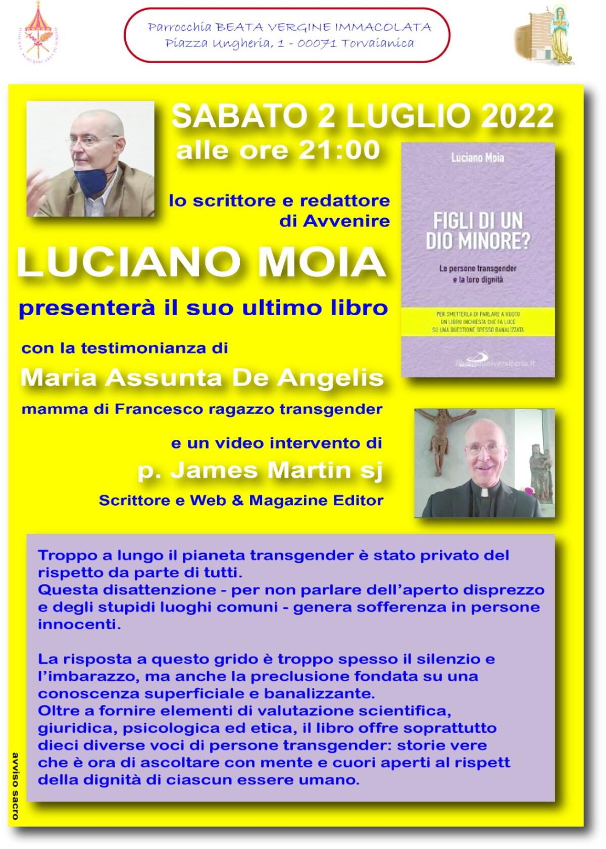 Torvaianica - “Figli di un Dio minore? Le persone transgender e la loro dignità”: Luciano Moia presenta il suo libro - 