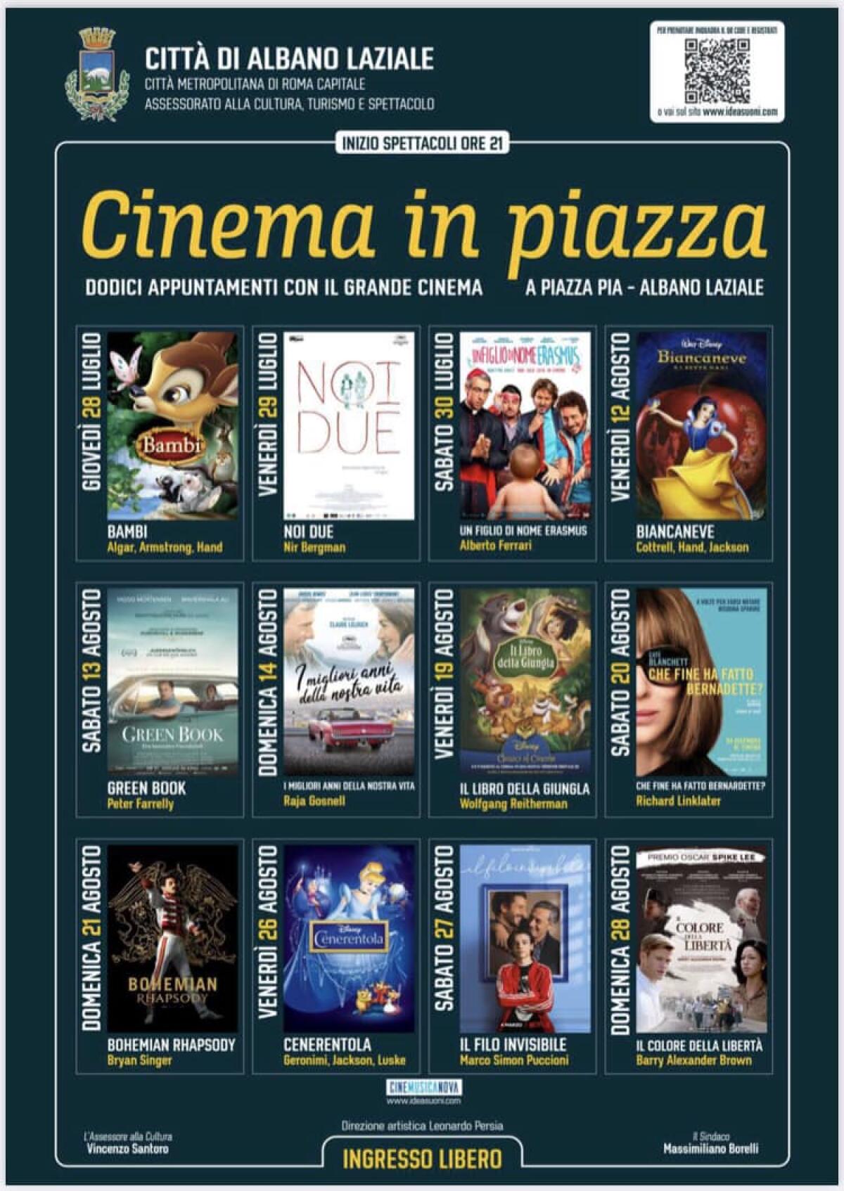 “Cinema in Piazza" ad Albano: 12 gli appuntamenti in programma sino al prossimo 28 Agosto. - 