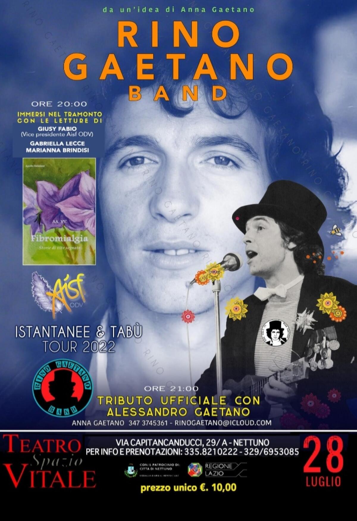 Questa sera a Nettuno letture e musica live con la "Rino Gaetano Band" e solidarietà a favore dell’Aisf. - 