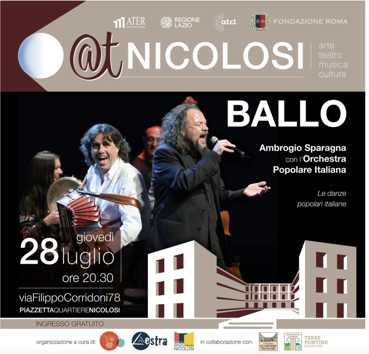 Il Maestro Ambrogio Sparagna con l’Orchestra Popolare Italiana stasera alla kermesse culturale @tNicolosi a Latina. - 