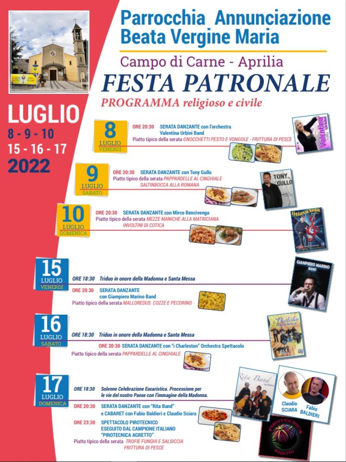 Altro fine settimana di eventi per la Festa patronale di Campo di Carne. Si prosegue venerdì 15 luglio - 