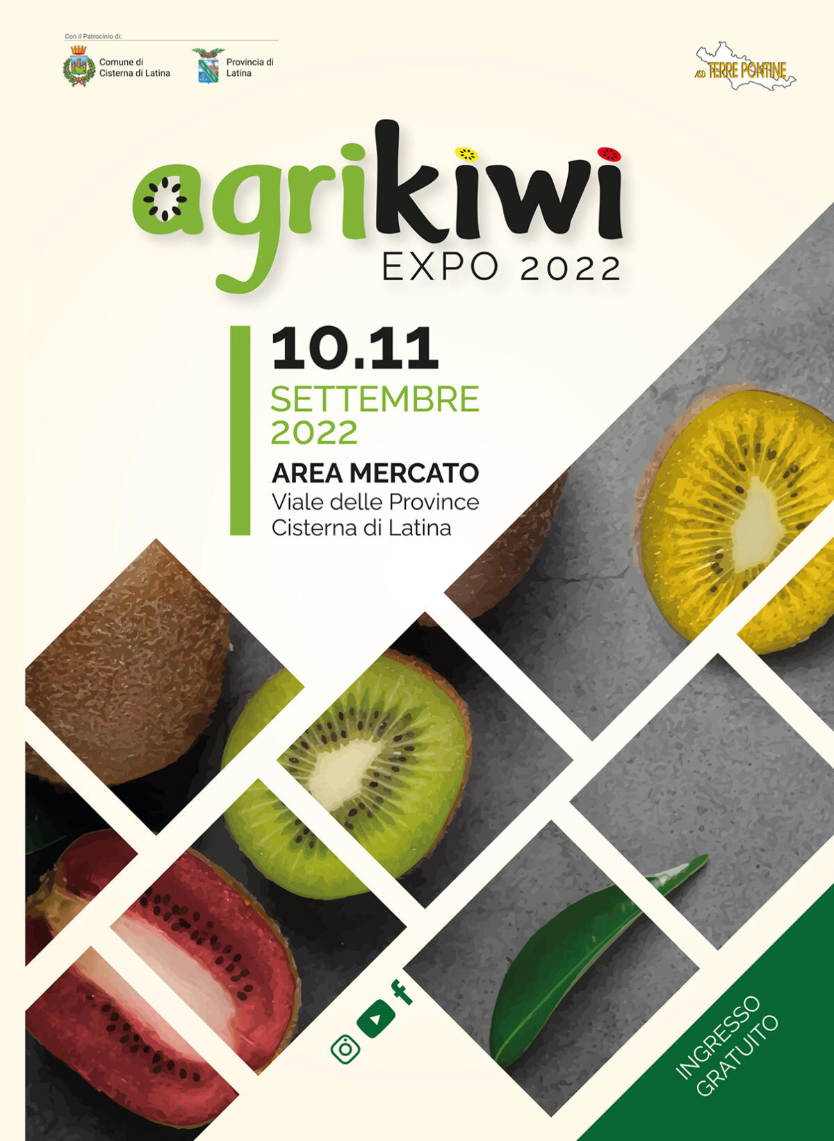 Cisterna presenta AgriKiwi Expo 2022.  Il 10 e l'11 settembre nell’area mercato ex Nalco - 