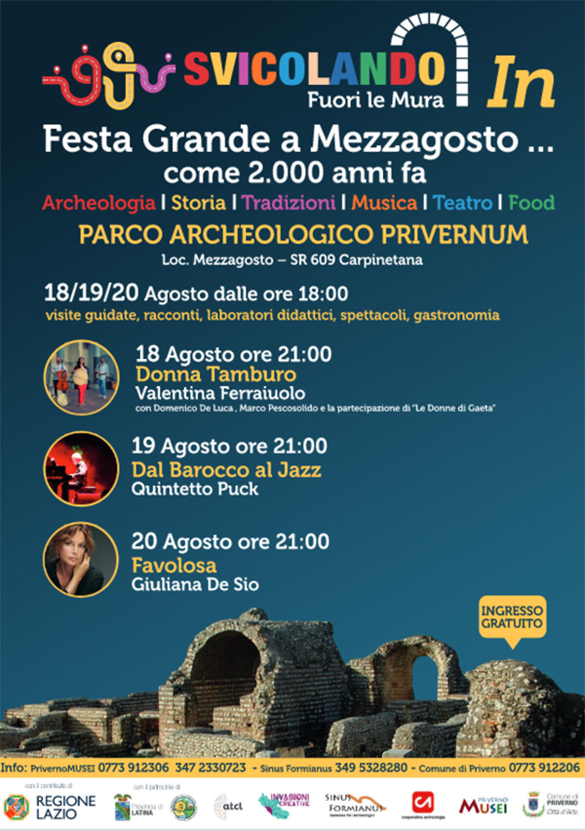 “Festa Grande a Mezzagosto” questo fine settimana al Parco Archeologico Privernum. Sabato 20 agosto Giuliana De Sio in “Favolosa”. - 