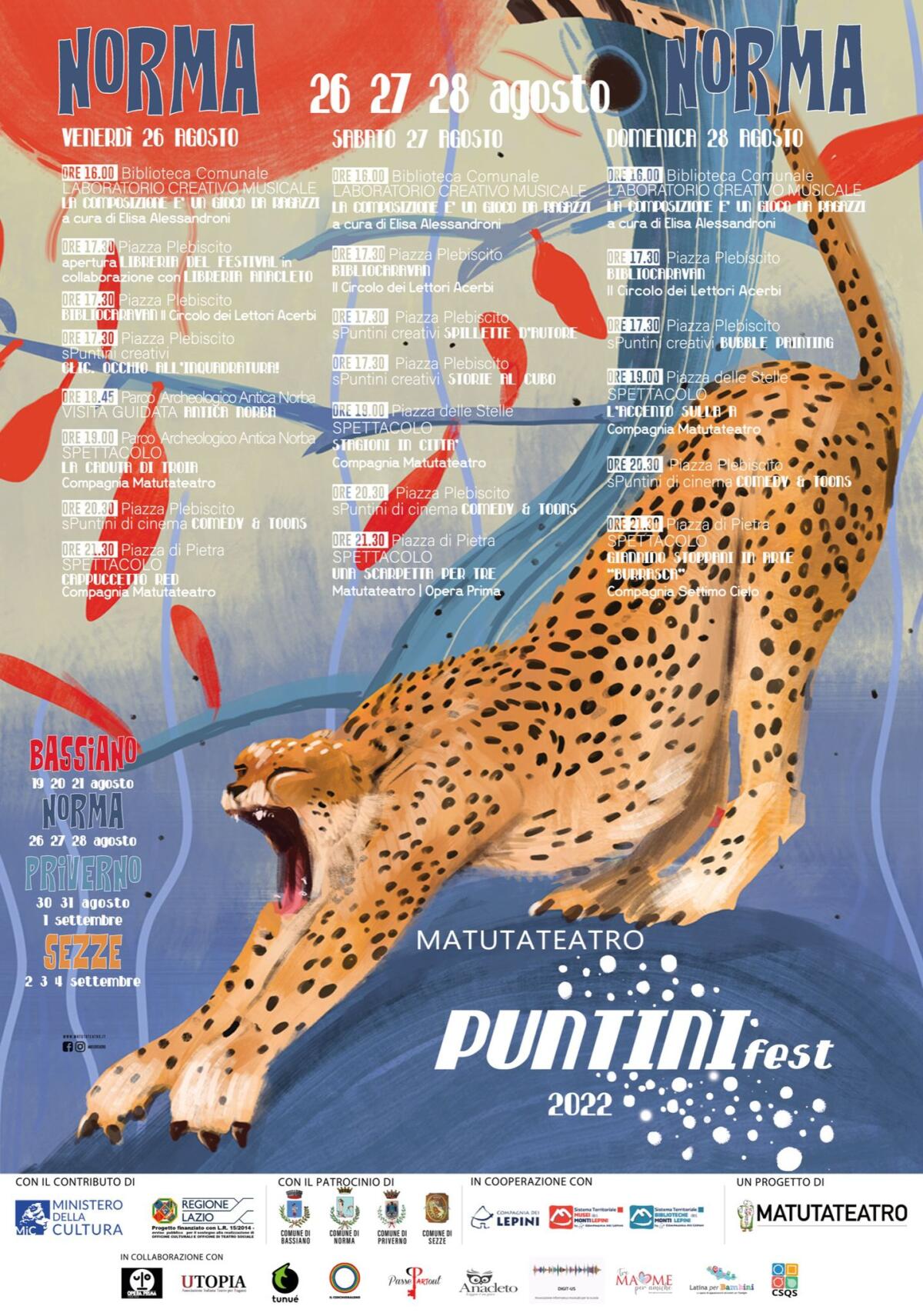 Il “Puntini Fest”, il festival teatrale per bambini e ragazzi, prosegue a Norma dal 26 al 28 Agosto. - 