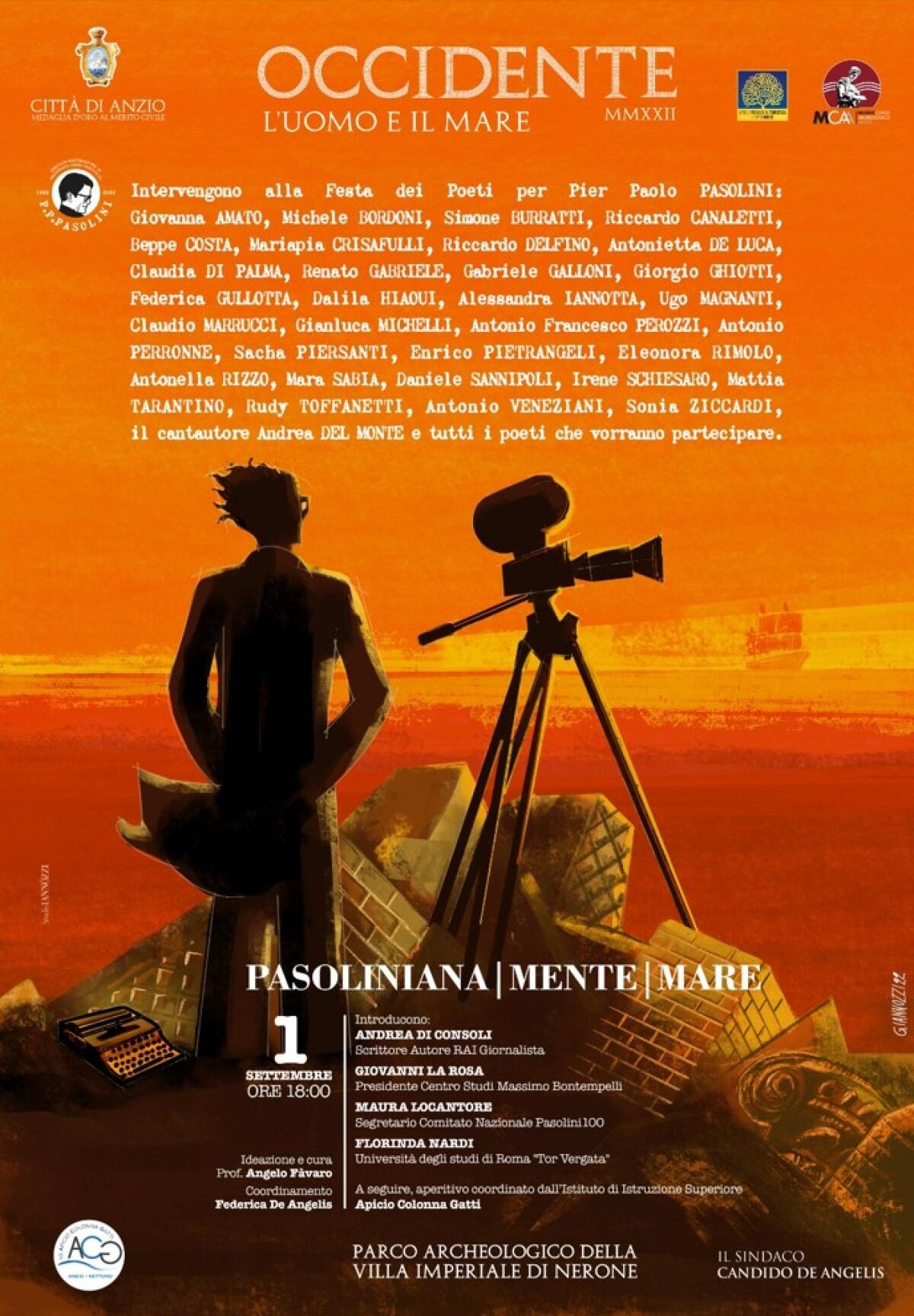 ANZIO - Una festa di poeti per il centenario di Pier Paolo Pasolini nel sito archeologico della Villa Imperiale di Nerone - 