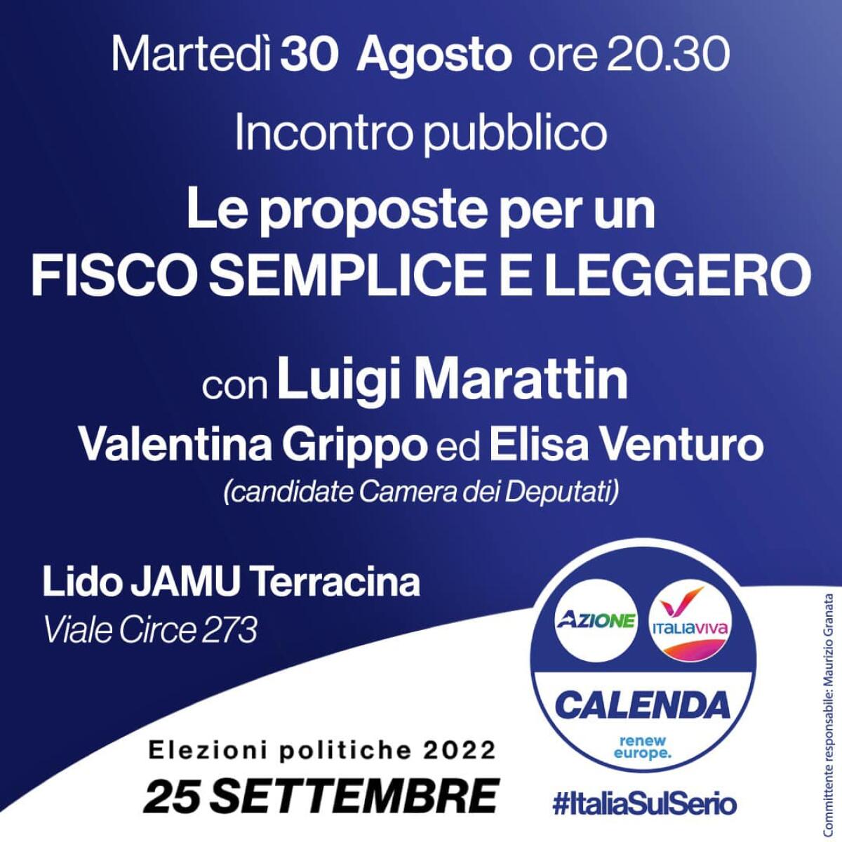 Riforma fiscale, il Terzo polo questa sera presenta il suo progetto a Terracina. - 