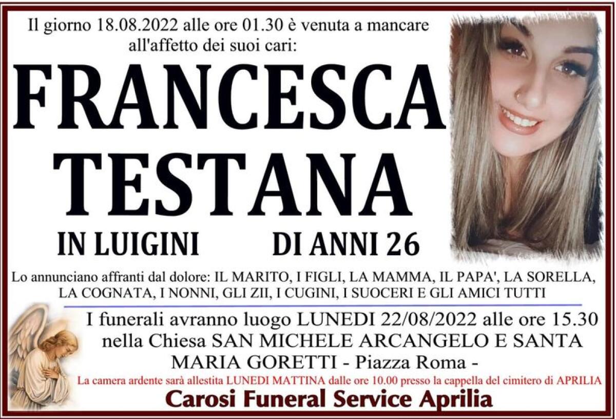 Francesca, lunedì pomeriggio i funerali nella Chiesa San Michele Arcangelo e Santa Maria Goretti - 