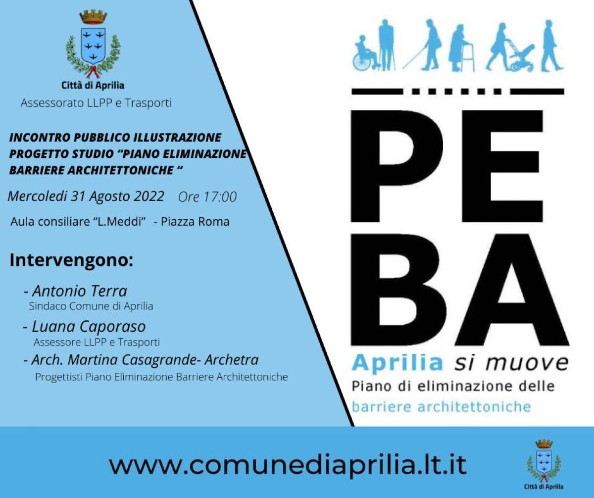 Aprilia - Eliminazione delle barriere architettoniche. Incontro sul Peba - 