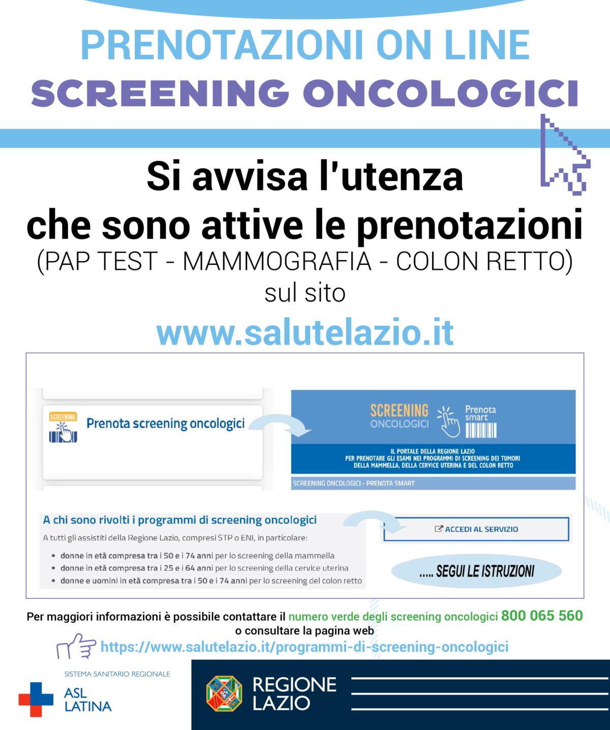 La Asl di Latina ricorda i programmi di screening oncologici della Regione Lazio. - 