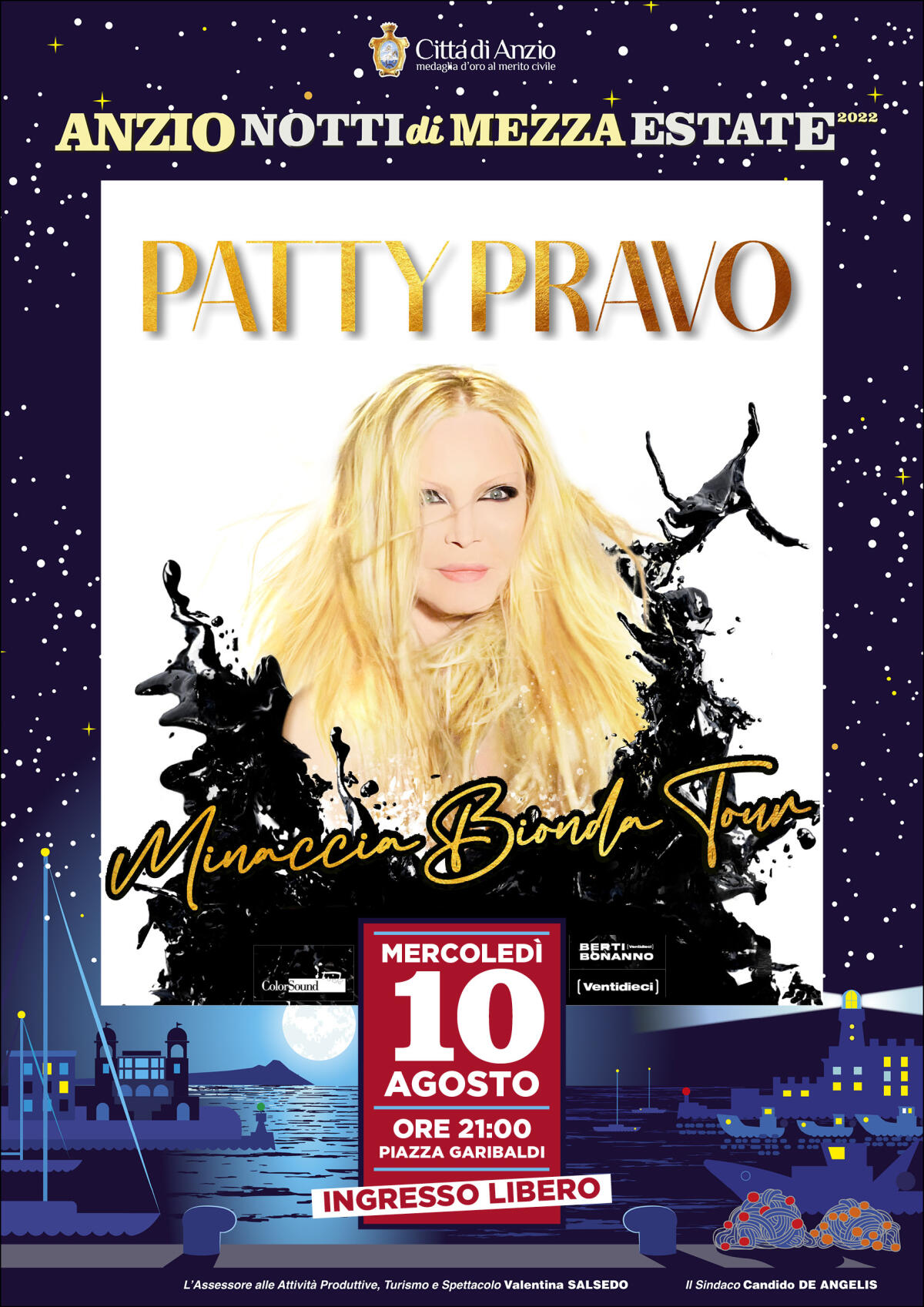Patty Pravo in arrivo ad Anzio. Il tour Minaccia Bionda e tanto altro per le Notti di Mezza Estate 2022 - 