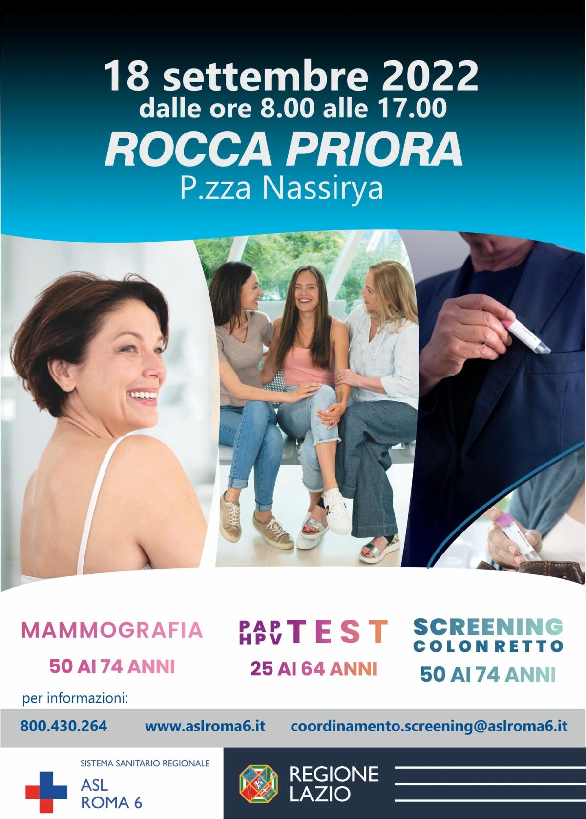 Il camper dello Screening della Asl Roma6 domenica 18 Settembre sosterà a Rocca Priora. - 