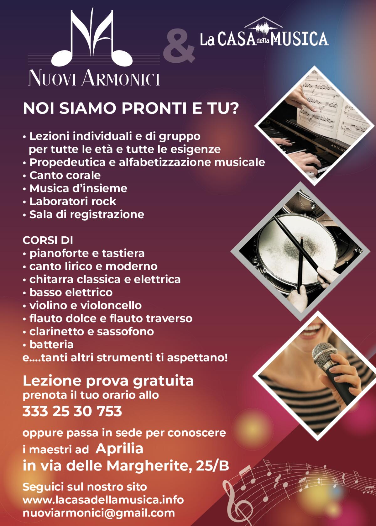 L’associazione “La Casa della Musica” di Aprilia avvia i corsi di strumento musicale ed i laboratori musicali. - 