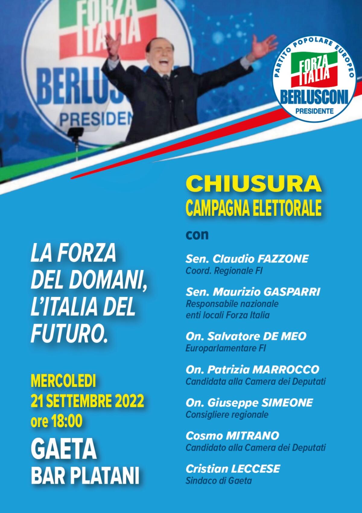 Chiusura di campagna elettorale questo mercoledì a Gaeta per il partito di Forza Italia. - 