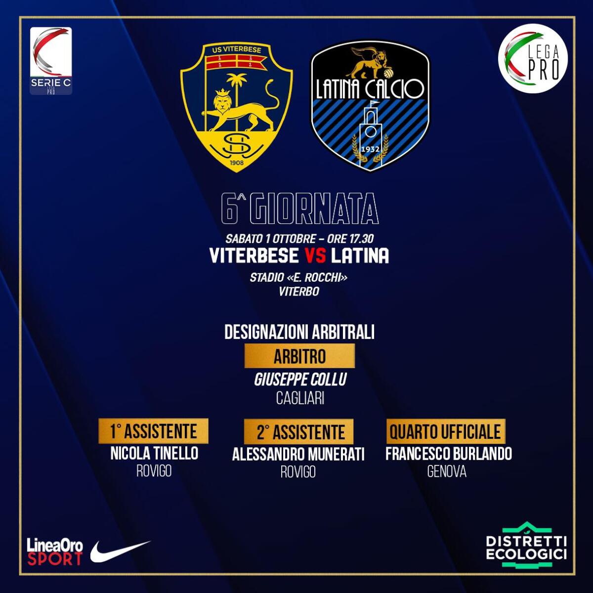 Calcio di serie C: il Latina sabato affronta allo stadio “Enrico Rocchi” i padroni di casa della Viterbese. - 