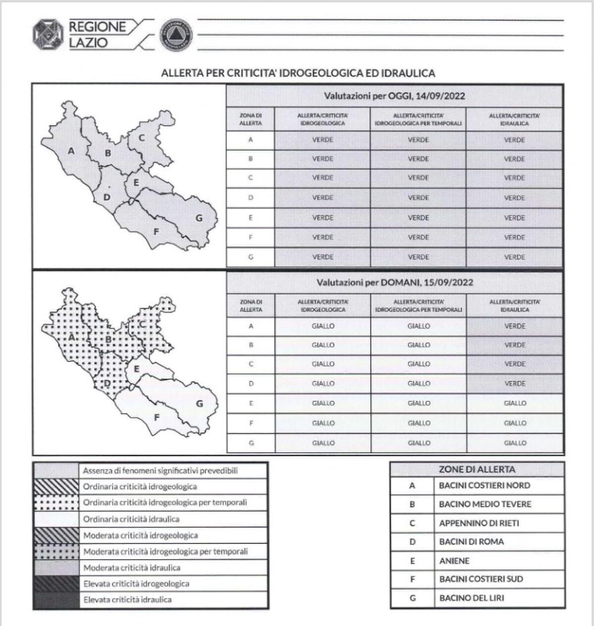 Allerta meteo gialla per giovedì 15 settembre - 