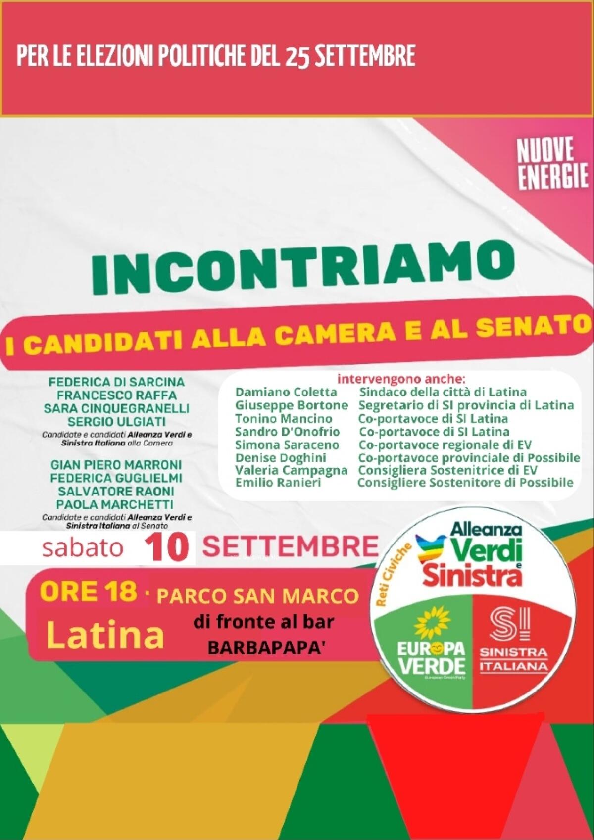 Politiche 2022: Europa Verde, Sinistra Italiana e Possibile oggi presentano le candidature a Latina. - 