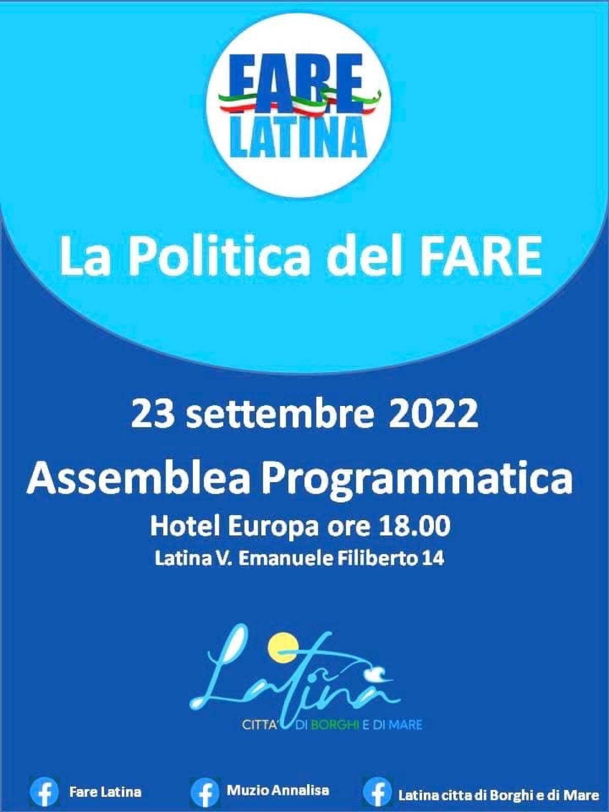 Il movimento “Fare Latina” apre alla città e organizza per venerdì la sua prima Assemblea Programmatica. - 
