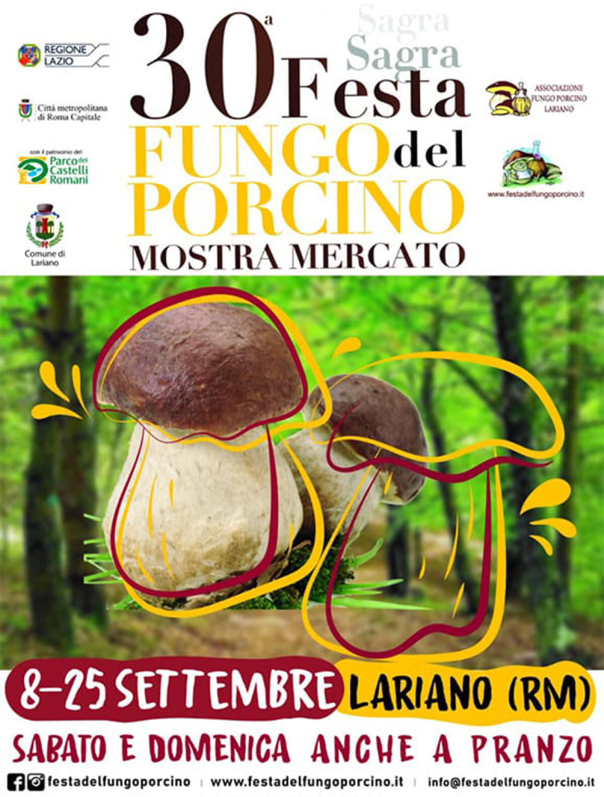 30esima edizione della Festa del Fungo Porcino di Lariano. Gastronomia, musica, spettacoli sino al prossimo 25 Settembre. - 