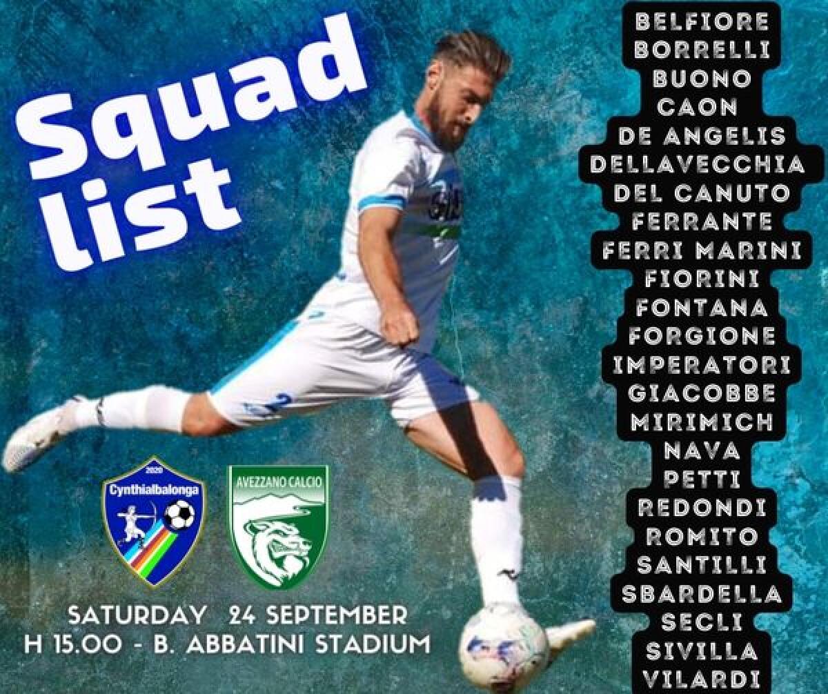 Serie D - Questo sabato 24 settembre il Cynthialbalonga attende l'Avezzano - 