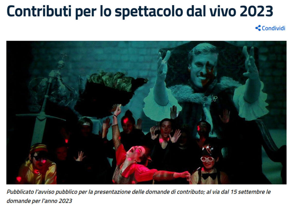 Contributi per gli spettacoli dal vivo: la Regione Lazio pubblica il bando per il 2023. - 