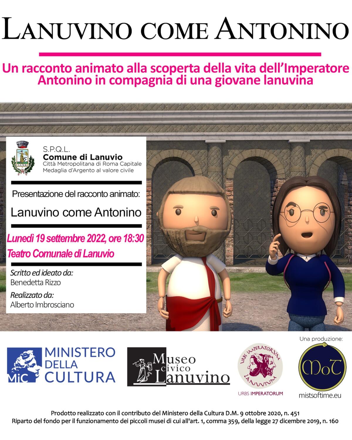 A Lanuvio la storia diventa animata: lunedì 19 Settembre arriva “Lanuvino come Antonino”. - 