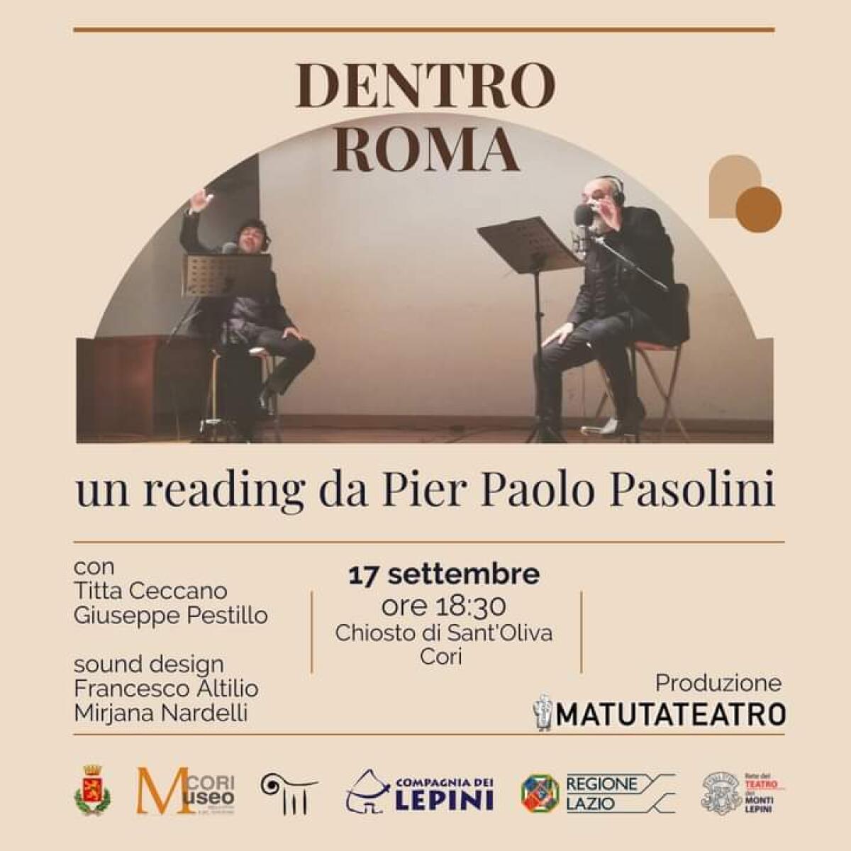 Cori - Un reading dedicato a Pier Paolo Pasolini questo sabato 17 settembre - 