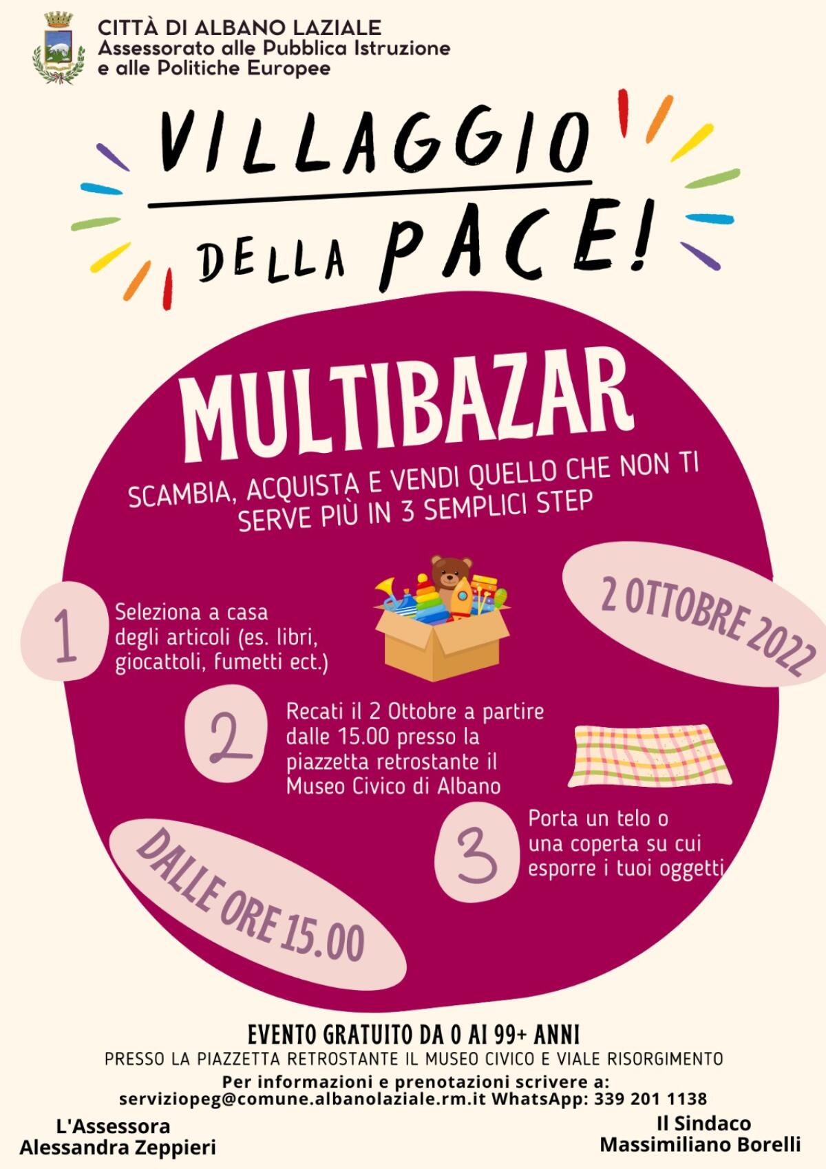 Domenica 2 ottobre ad Albano arriva il “Villaggio della Pace”. - 
