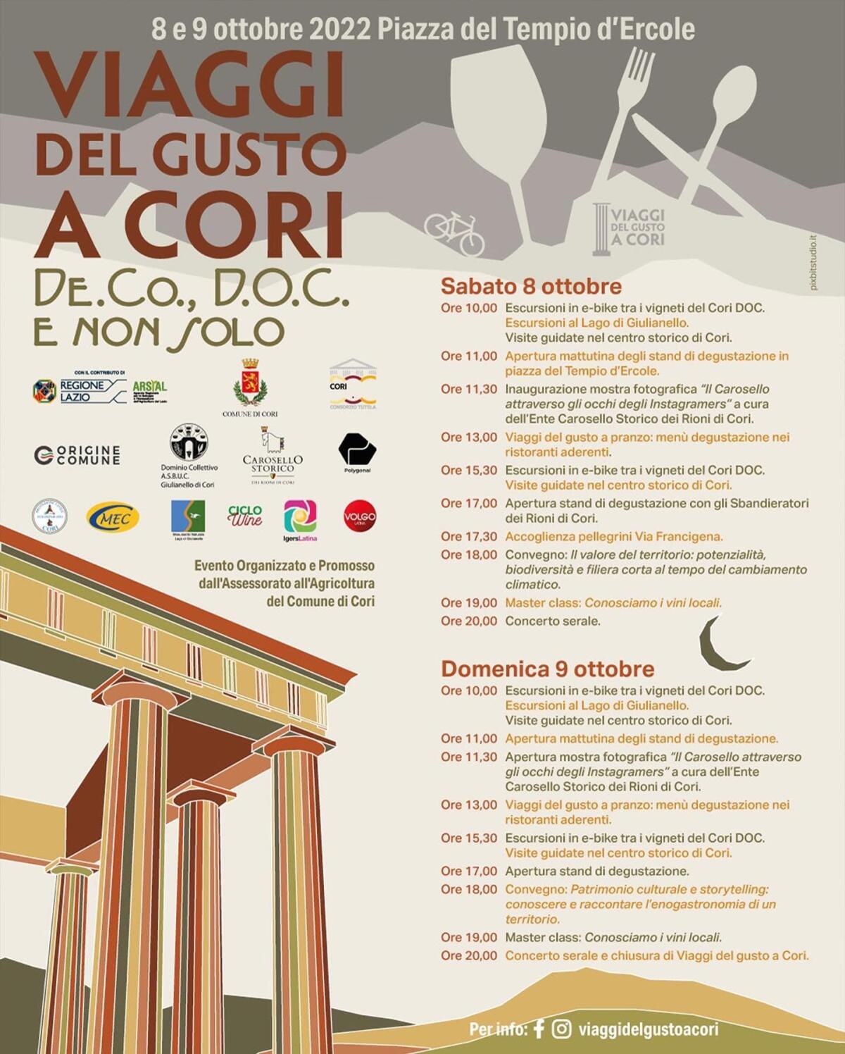 “Viaggi del Gusto a Cori”: l’8 ed il 9 Ottobre due giorni alla scoperta del territorio. - 