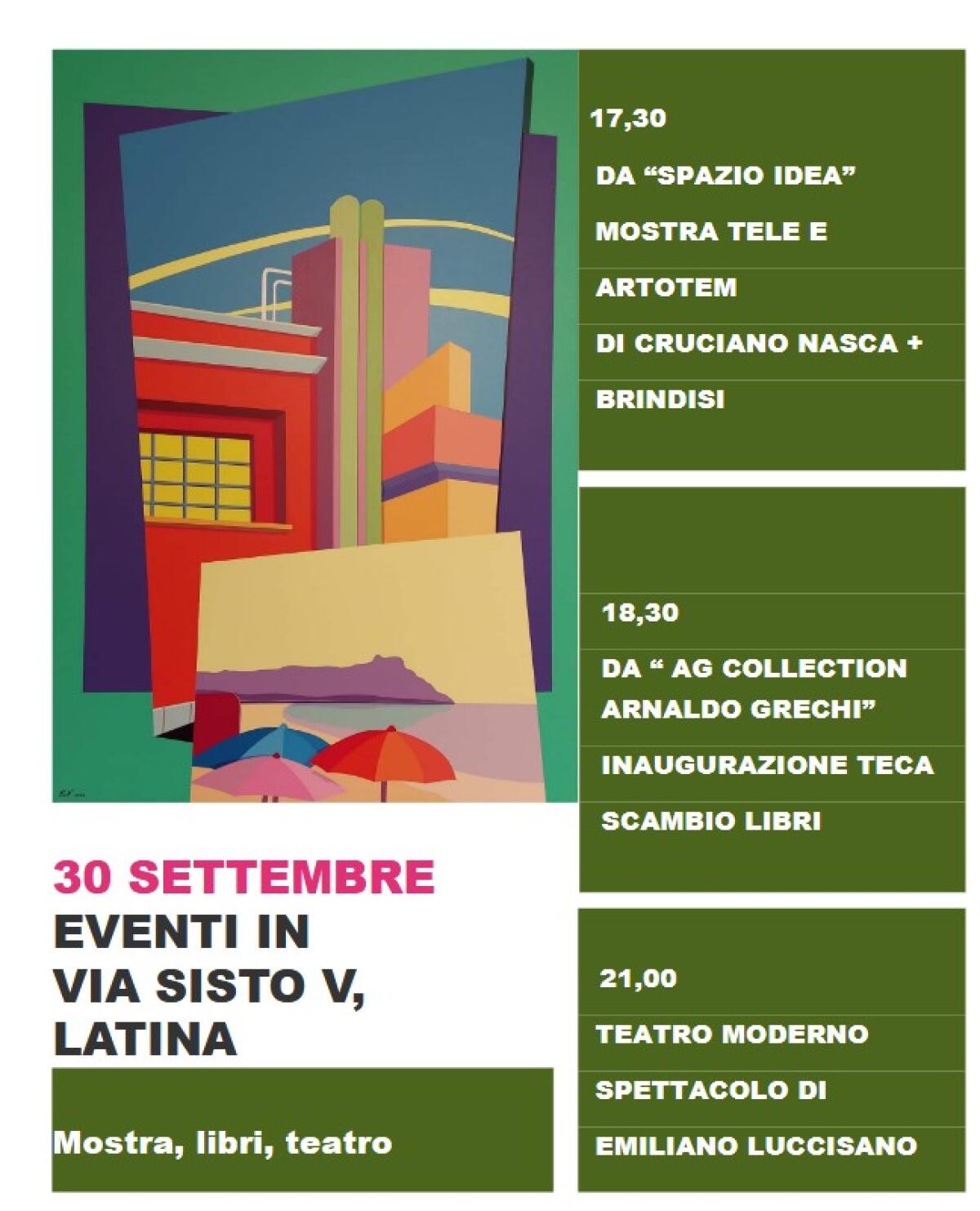 Latina - Metti un pomeriggio in via Sisto V tra teatro, arte e libri. Appuntamento venerdì 30 settembre - 