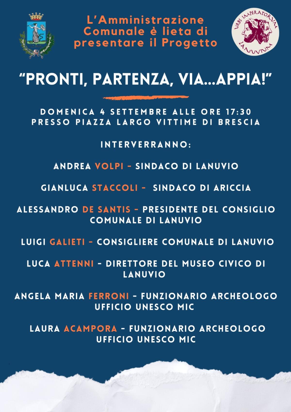 Questa domenica a Lanuvio la presentazione del progetto “Pronti, partenza, via…Appia!”. - 