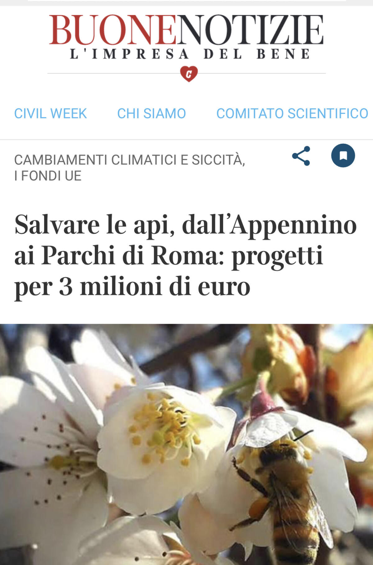Impollinatori felici ad Aprilia che finisce tra le buone notizie del Corriere della Sera - 