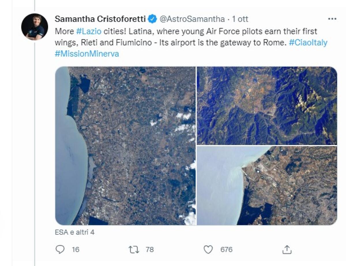 Samantha Cristoforetti saluta Latina "Dove i giovani piloti conquistano le loro prime ali" - 