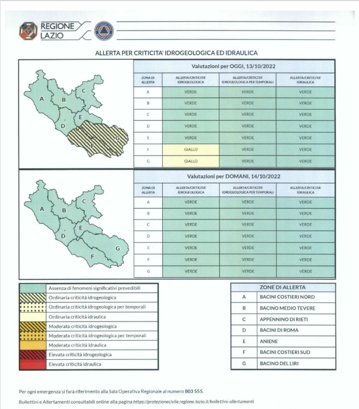 Allerta meteo gialla dal pomeriggio di giovedì 13 ottobre - 
