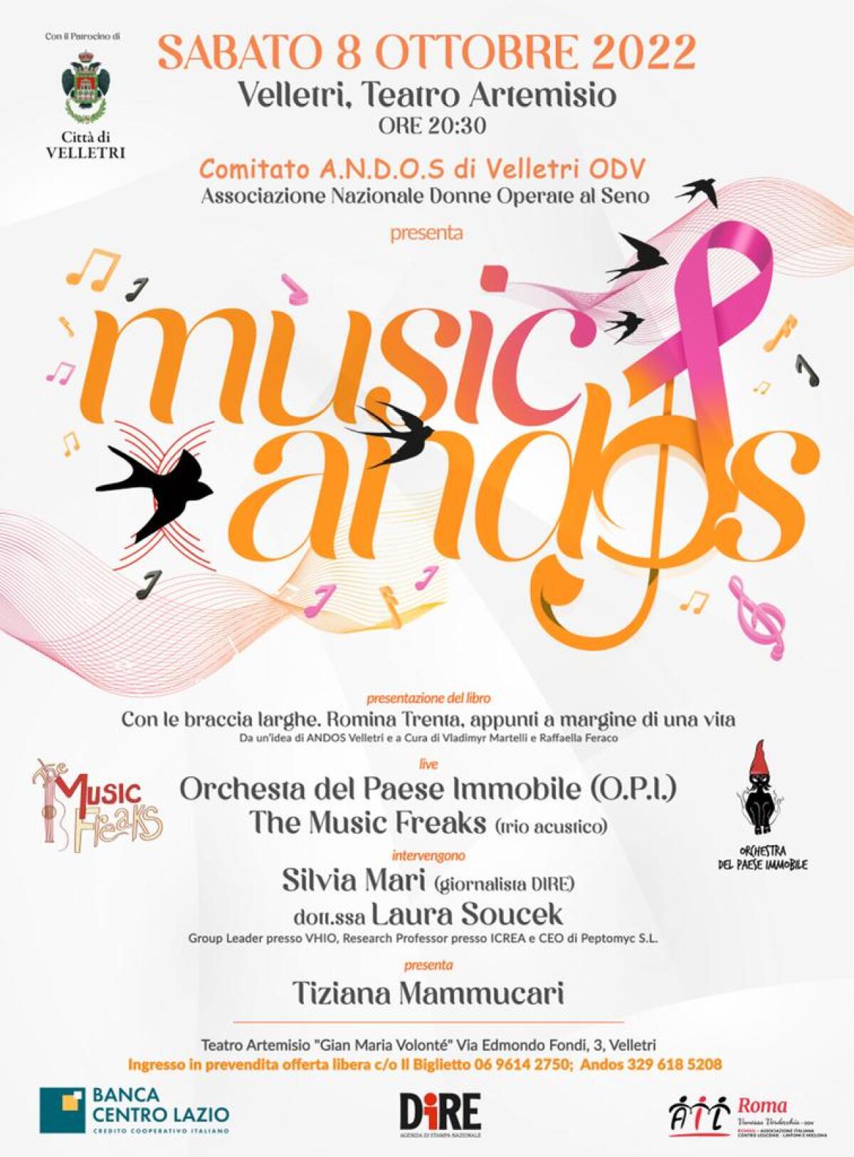 MusicAndos a Velletri: tra scienza e arte la sera di sabato 8 prende il via l’Ottobre Rosa - 