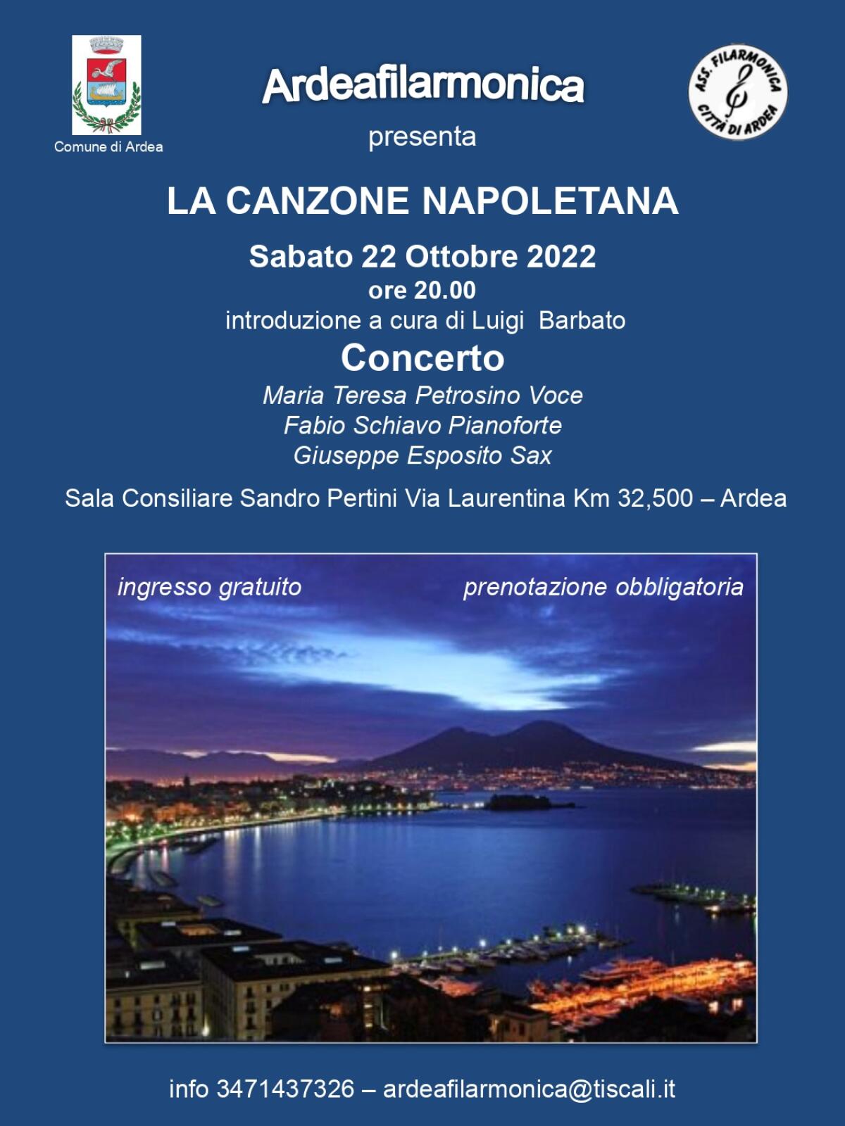 L’ArdeaFilarmonica questo sabato torna in scena con una serata dedicata alla canzone napoletana. - 