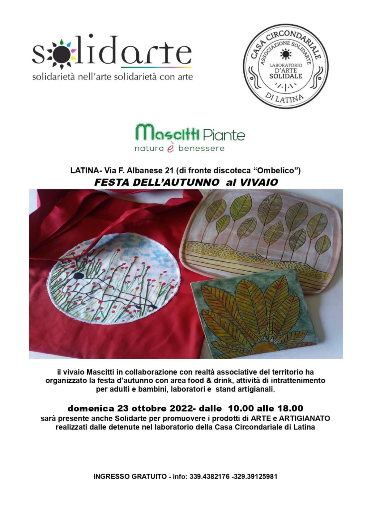 Festa d’autunno con Solidarte e i lavori delle detenute della Casa Circondariale di Latina - 