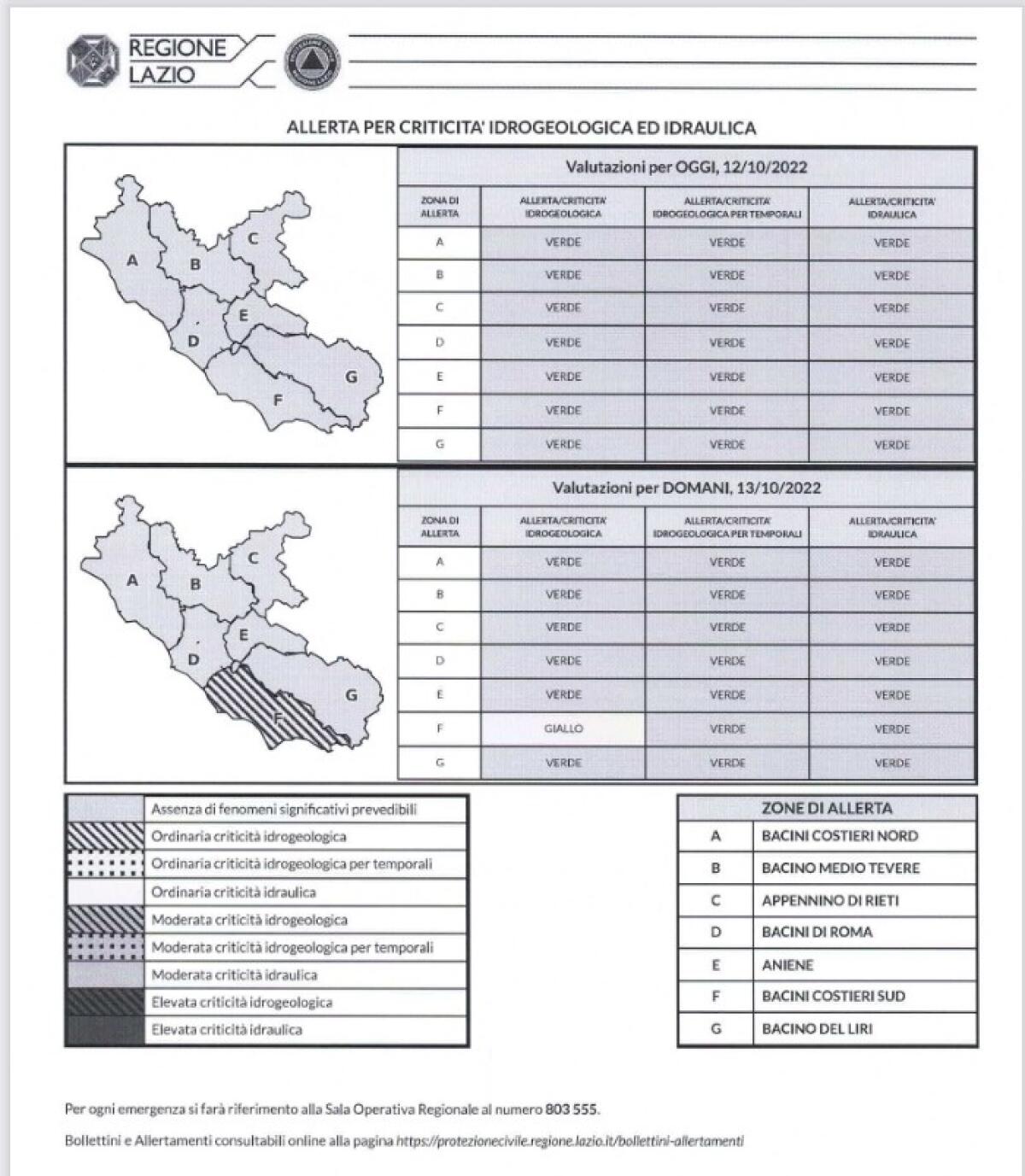 Allerta gialla meteo per giovedì 13 ottobre - 