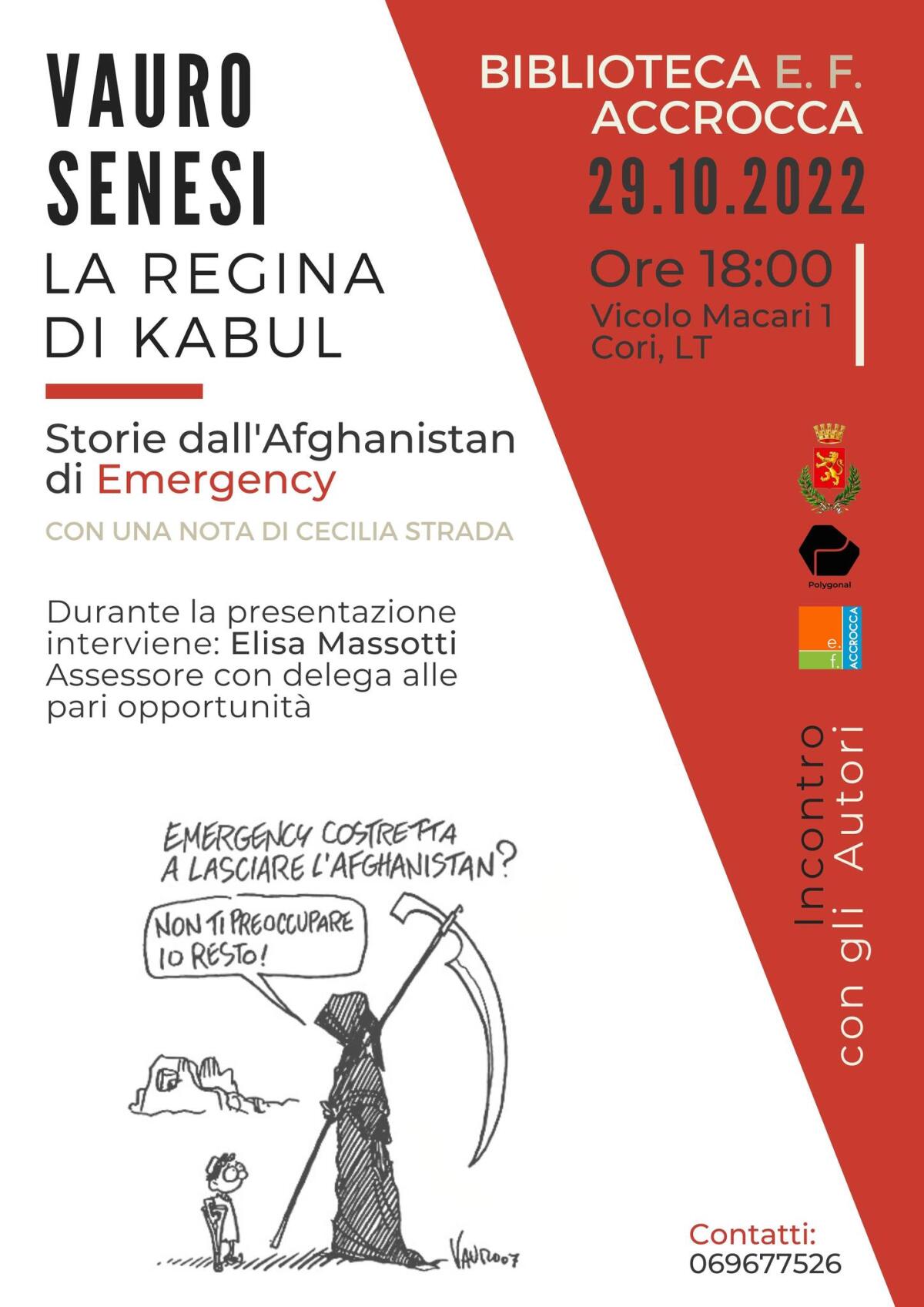 Cori - Vauro Senesi presenta "La regina di Kabul. Storie dall’Afghanistan di Emergency". Appuntamento sabato 29 ottobre - 