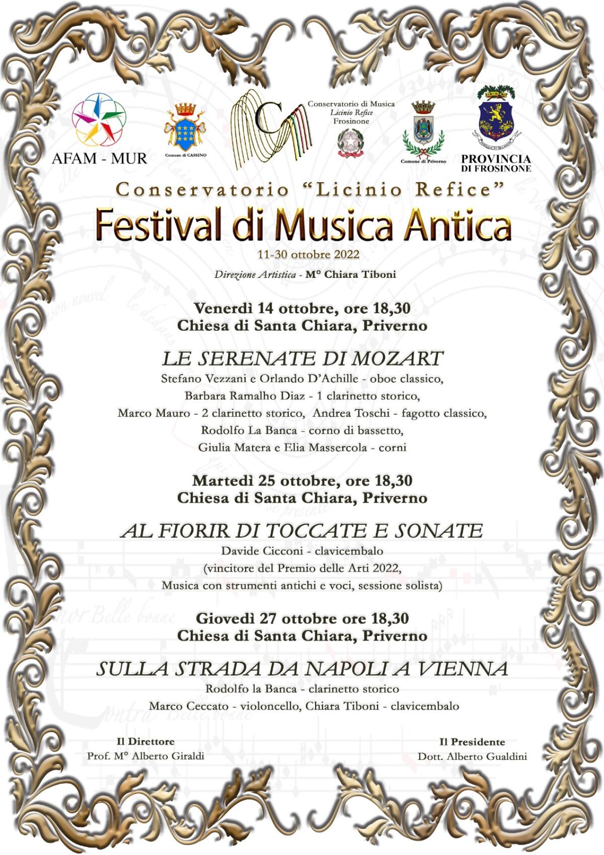L’Auditorium Santa Chiara di Priverno ospita il “Festival di Musica Antica”. - 