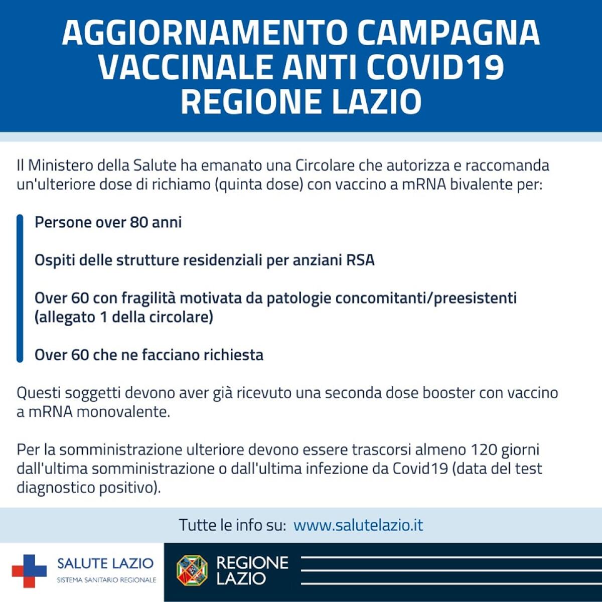 Aggiornamento della campagna di vaccinazione anti Covid: quarta dose per gli over 80, le RSA ed anche per gli over 60 con fragilità o che ne facciano richiesta. - 