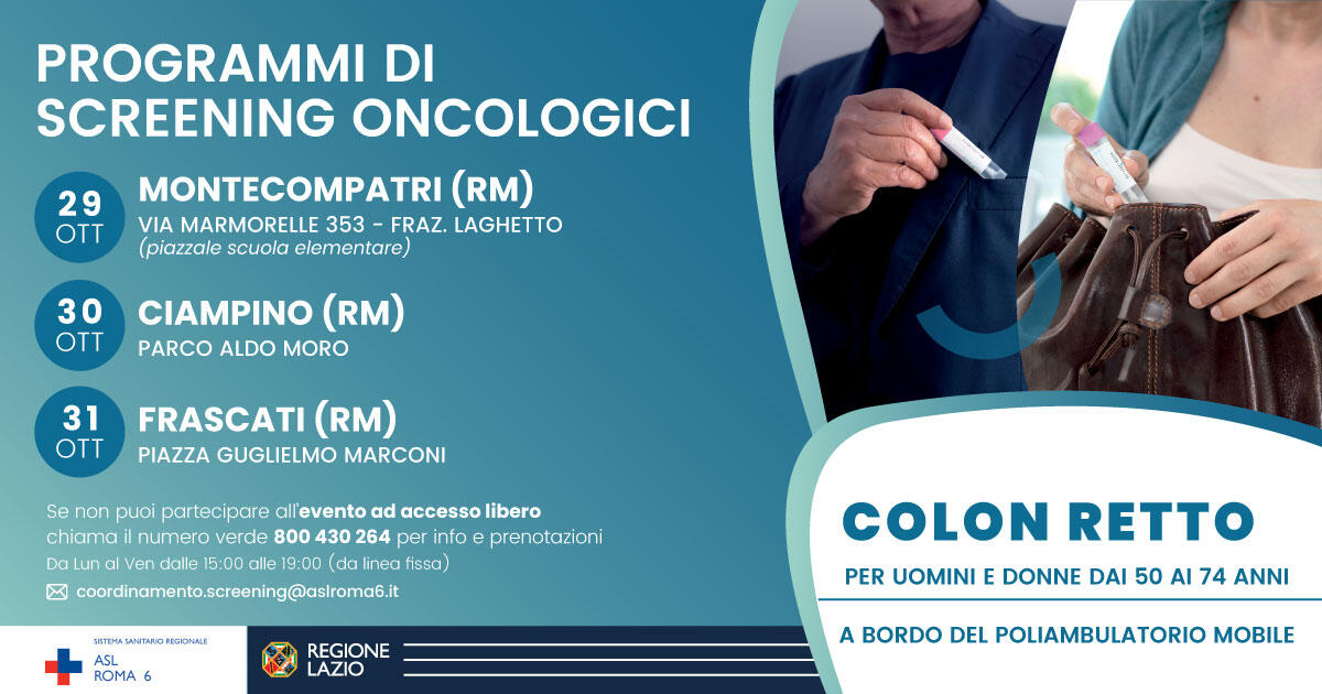 Weekend all’insegna della prevenzione oncologica: screening della Asl Roma6 dal 29 al 31 Ottobre in alcune città dei Castelli. - 