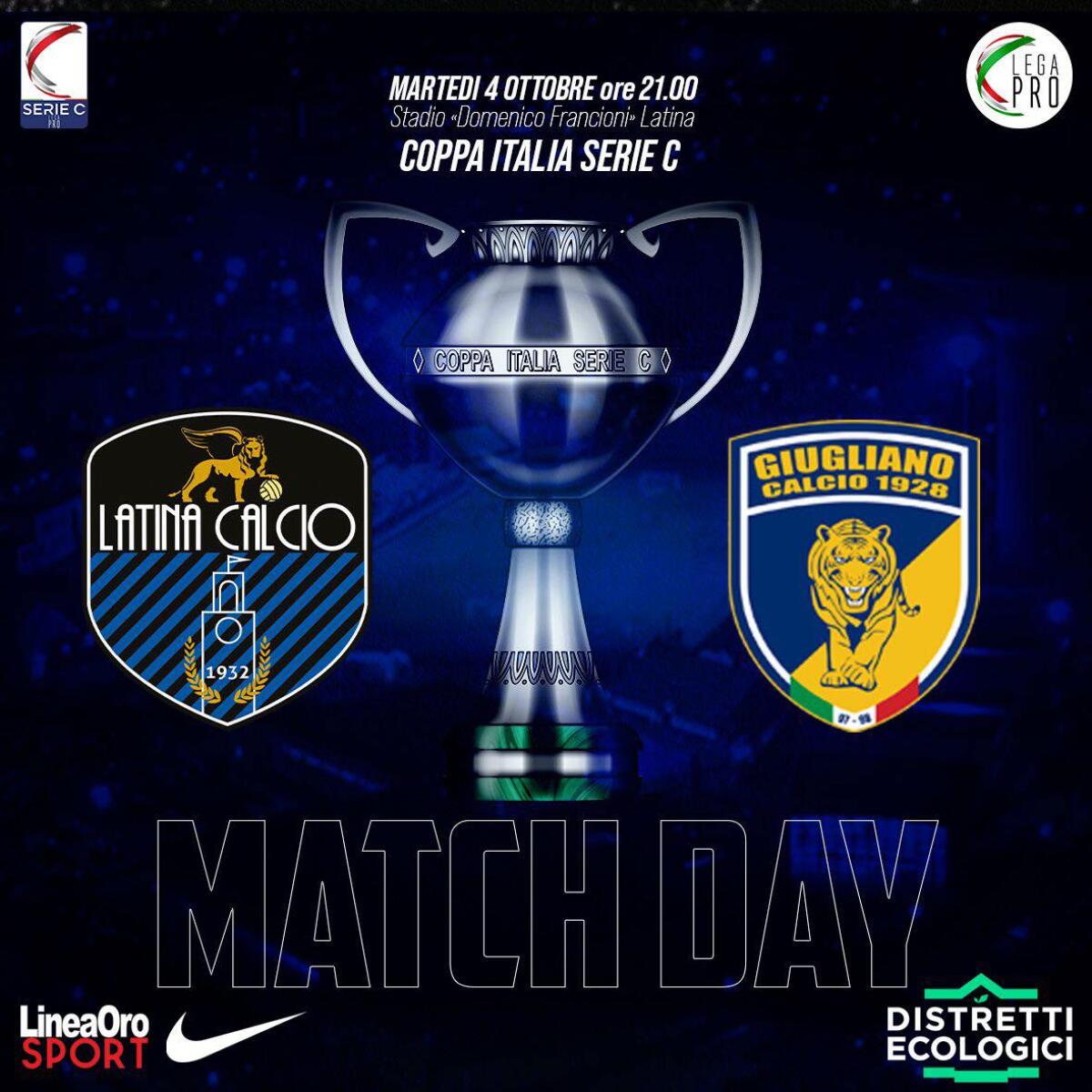 Calcio di Lega Pro, primo turno della Coppa Italia: stasera al “Francioni” va in scena la gara Latina-Giugliano. - 