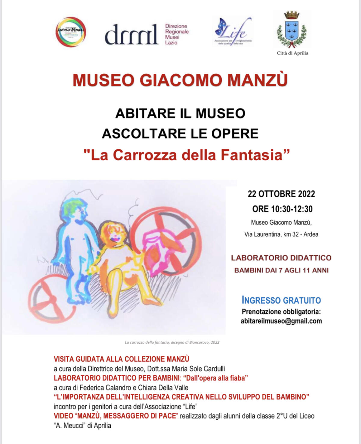 "Abitare il museo - Ascoltare le opere, “La giostra della fantasia”: al Museo “Manzù” di Ardea un evento dedicato alle famiglie. - 