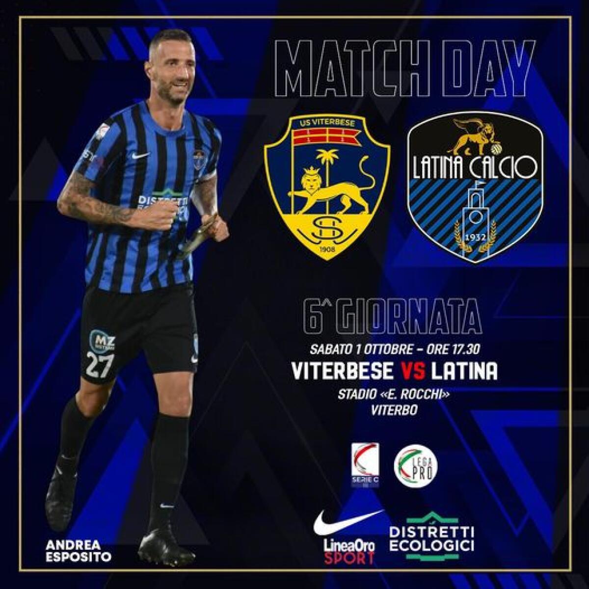 CALCIO – LEGA  PRO – Trasferta con anticipo alle 17.30 di questo pomeriggio per il Latina Calcio - 