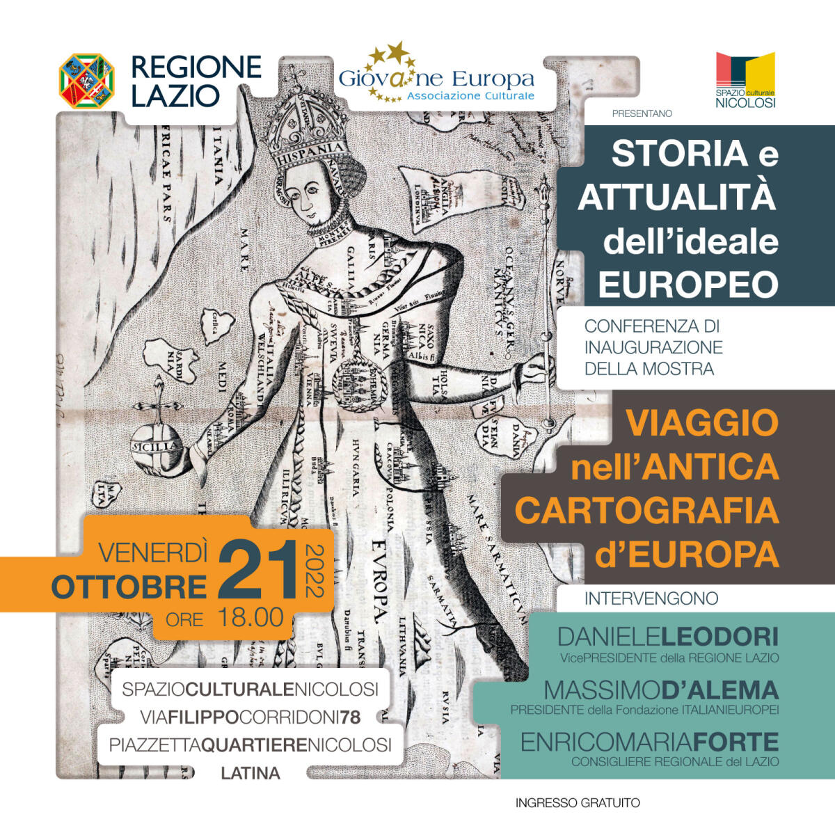 “Viaggio nell’antica cartografia d’Europa” alla Piazzetta Nicolosi di Latina. Inaugurazione venerdì 21 ottobre - 