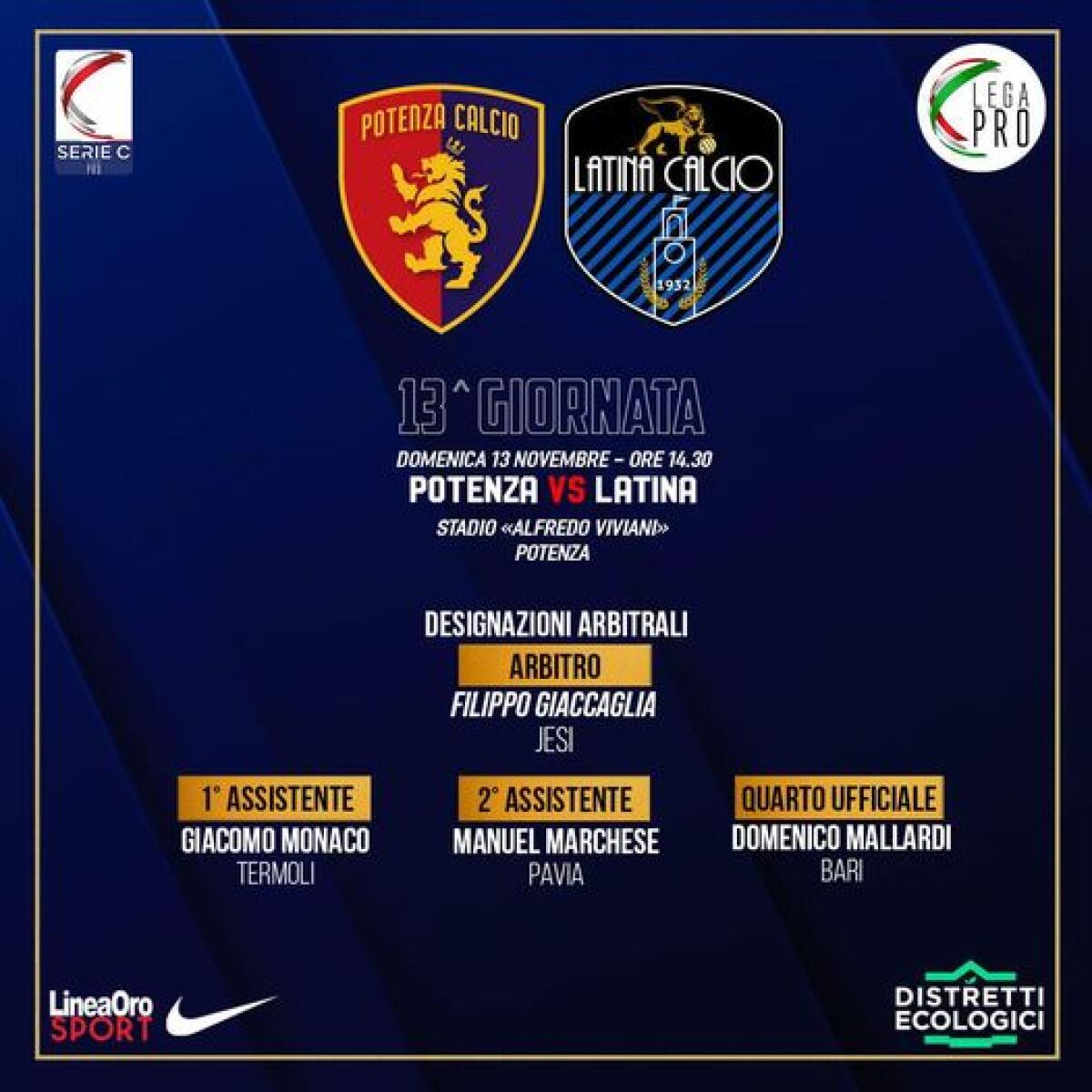 Serie C - Il Latina Calcio 1932 è atteso a Potenza - 