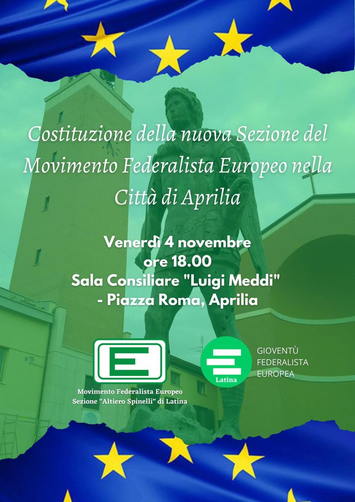 Oggi in Aula Consiliare ad Aprilia la costituzione della nuova sezione del Movimento Federalista Europeo. - 