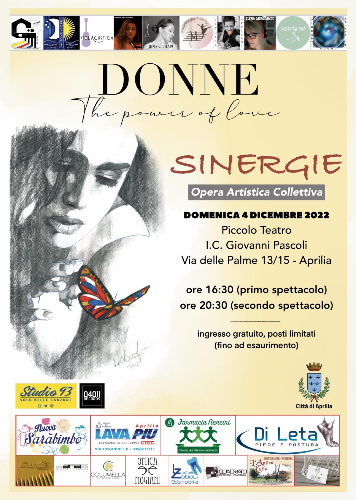 Domenica 4 Dicembre ad Aprilia torna “Sinergie: Opera Artistica Collettiva”. Questa quarta edizione sarà dedicata alle donne. - 